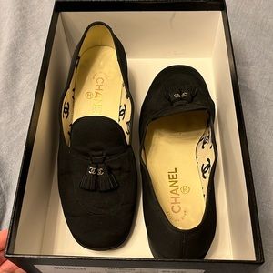 Chanel grosgrain black loafers